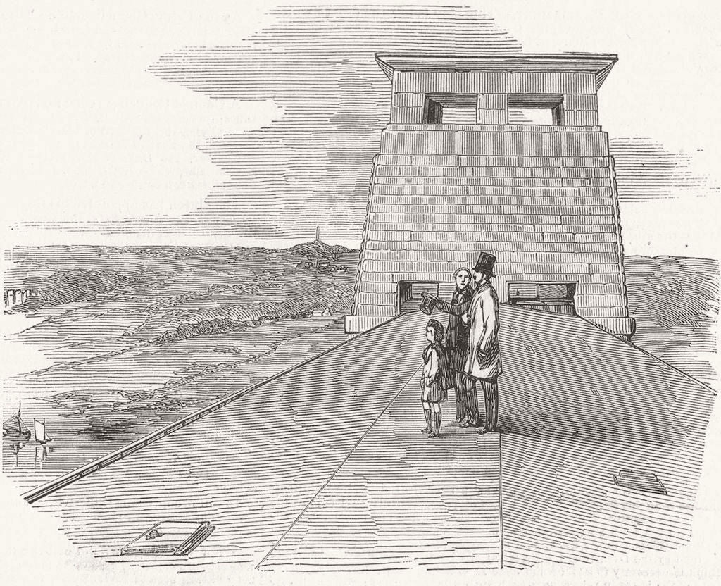 WALES. Stephenson, roof of Britannia Tubular Bridge 1852 old antique print